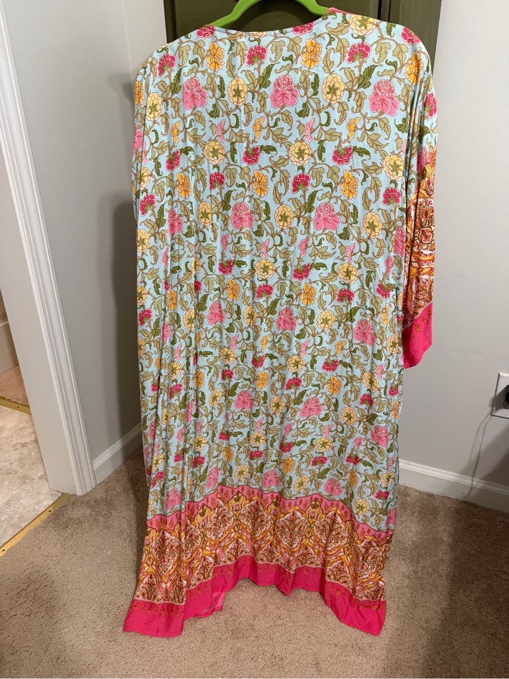 Floral Pink & Aqua Decorative Kimono nwot. - Picture 6 of 10